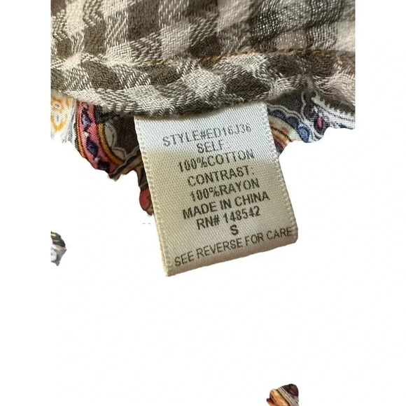 Aratta Silent Journey Women Long Sleeve Button Down Collared Plaid Shirt Size S - Picture 9 of 12